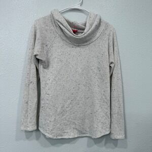 Daytrip Speckled Cowl Neck Long Sleeve Sweater Top Women's Medium Light Gray